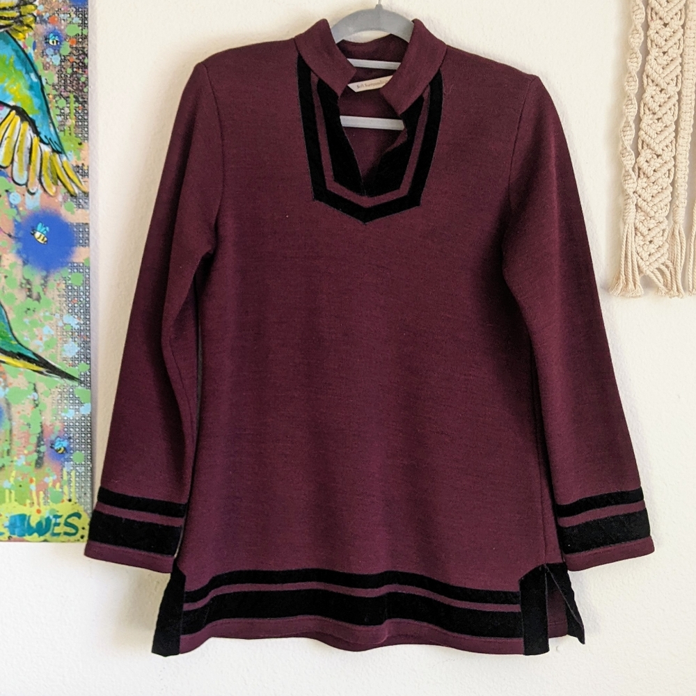 Soft Surroundings Merlot Runway Pullover Wool Blend Top Tunic Sweater Sz S